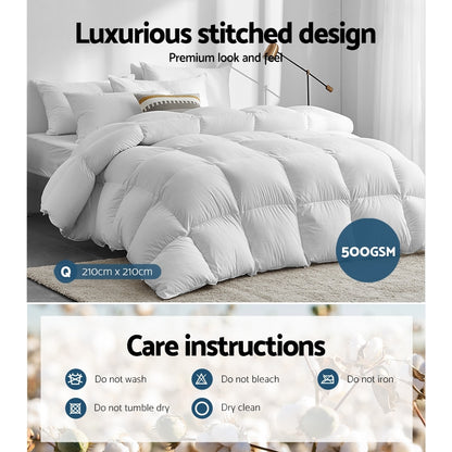 Giselle Bedding 500GSM Duck Down Feather Quilt Queen QUILT-DFD-95-Q