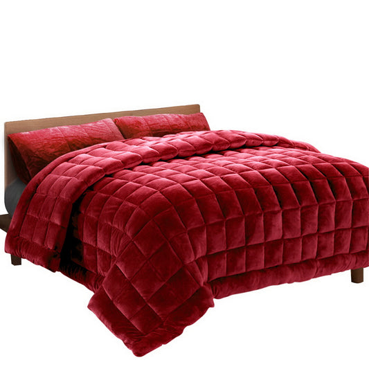 Giselle Bedding Faux Mink Quilt Burgundy Queen QUILT-FM-BGD-Q