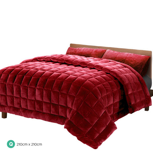 Giselle Bedding Faux Mink Quilt Burgundy Queen QUILT-FM-BGD-Q