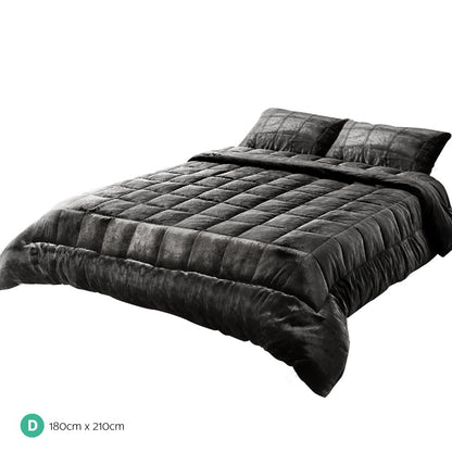 Giselle Bedding Faux Mink Quilt Charcoal Double QUILT-FM-CHAR-D
