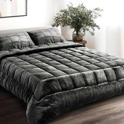 Giselle Bedding Faux Mink Quilt Charcoal Double QUILT-FM-CHAR-D