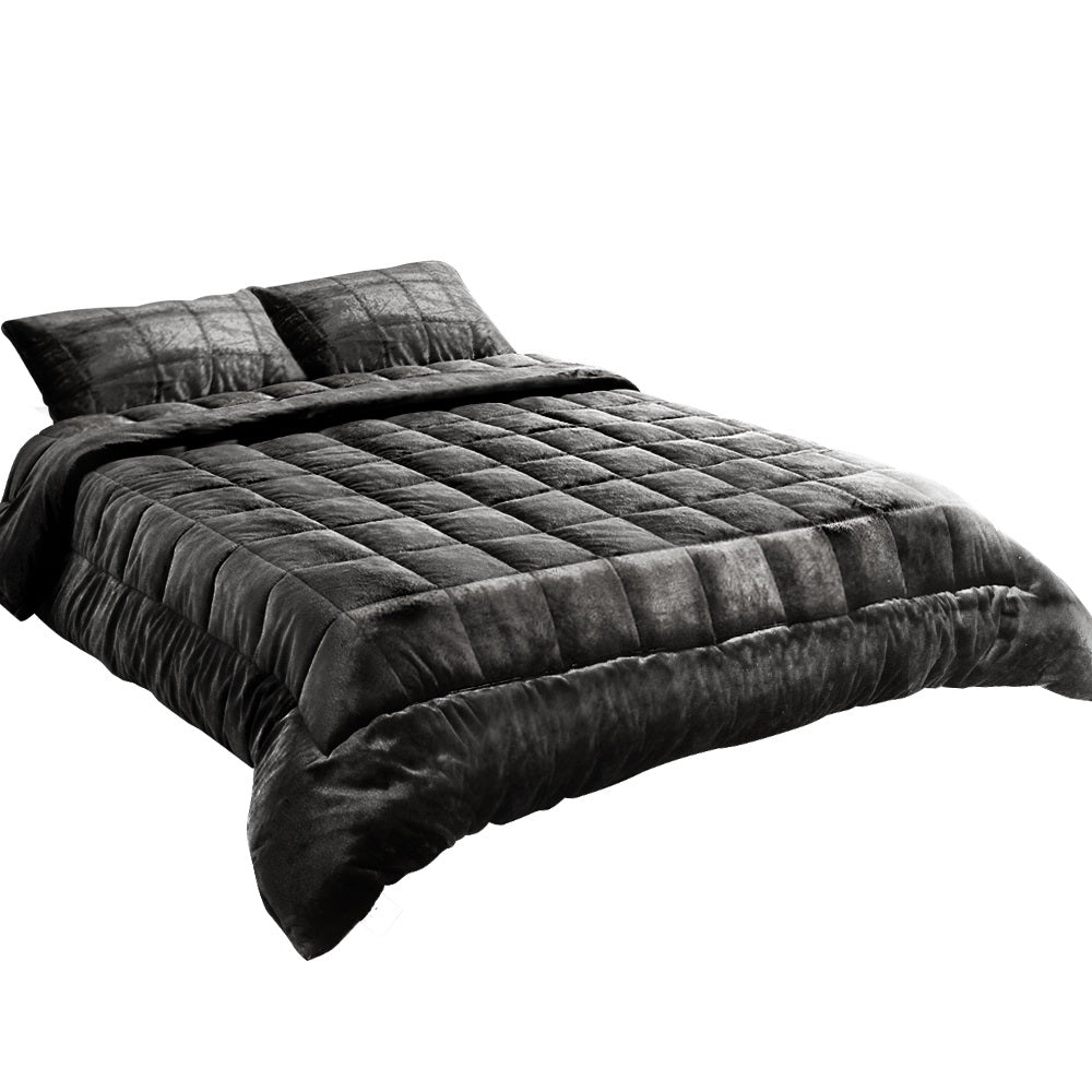 Giselle Bedding Faux Mink Quilt Charcoal King QUILT-FM-CHAR-K
