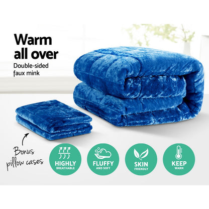 Giselle Bedding Faux Mink Quilt Blue King QUILT-FM-TEAL-K