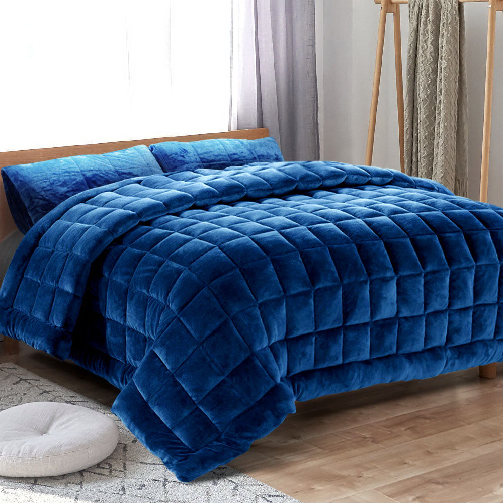 Giselle Bedding Faux Mink Quilt Blue King QUILT-FM-TEAL-K
