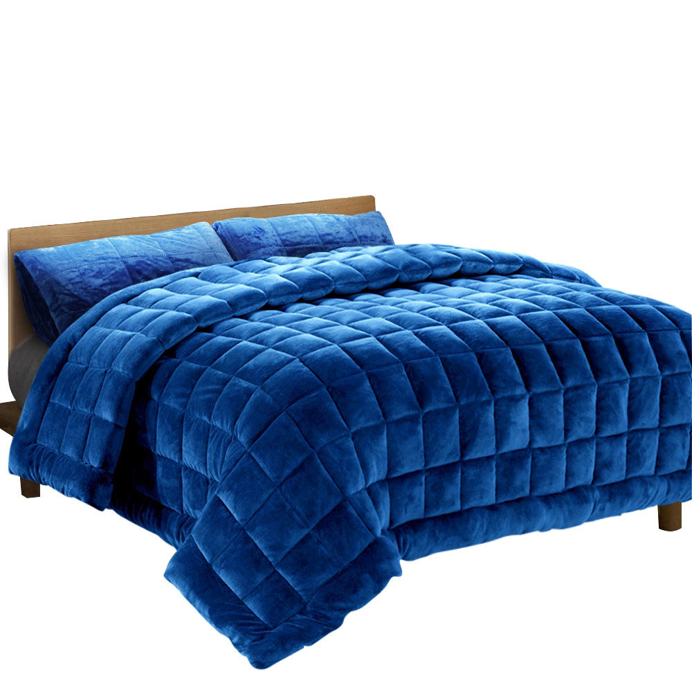 Giselle Bedding Faux Mink Quilt Blue Super King QUILT-FM-TEAL-SK