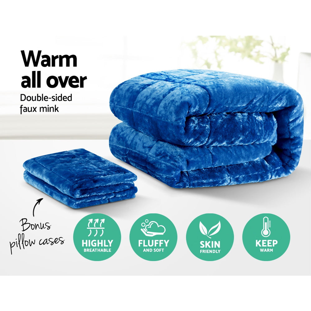 Giselle Bedding Faux Mink Quilt Blue Super King QUILT-FM-TEAL-SK
