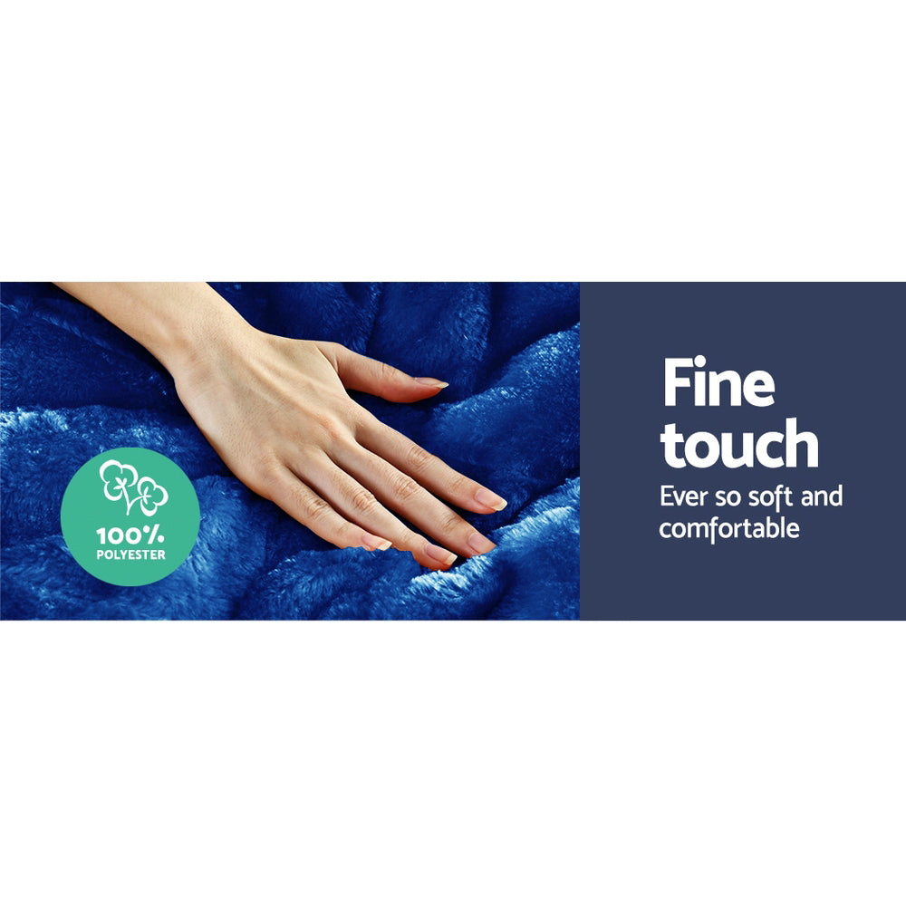Giselle Bedding Faux Mink Quilt Blue Super King QUILT-FM-TEAL-SK