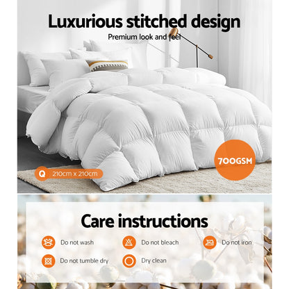 Giselle Bedding 700GSM Goose Down Feather Quilt Queen QUILT-GOOSE-700-Q