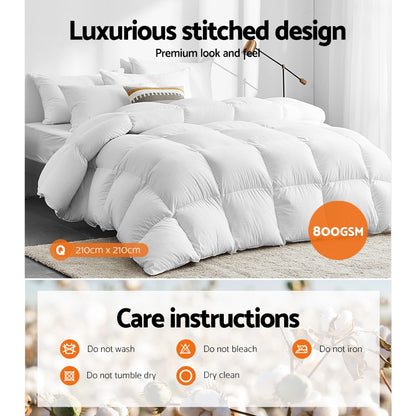Giselle Bedding 800GSM Goose Down Feather Quilt Queen QUILT-GOOSE-800-Q