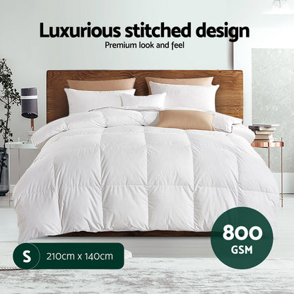 Giselle Bedding 800GSM Goose Down Feather Quilt Winter Blanket Duvet Comforter Single QUILT-GOOSE-800-S1