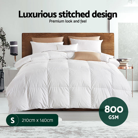 Giselle Bedding 800GSM Goose Down Feather Quilt Winter Blanket Duvet Comforter Single QUILT-GOOSE-800-S1