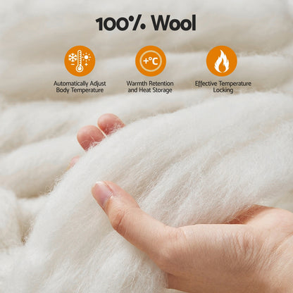 Giselle Bedding Wool Quilt 500GSM Thick King Winter Doona Baffle Box Construction 100% Wool Filling QUILT-WOOL-500-N-K