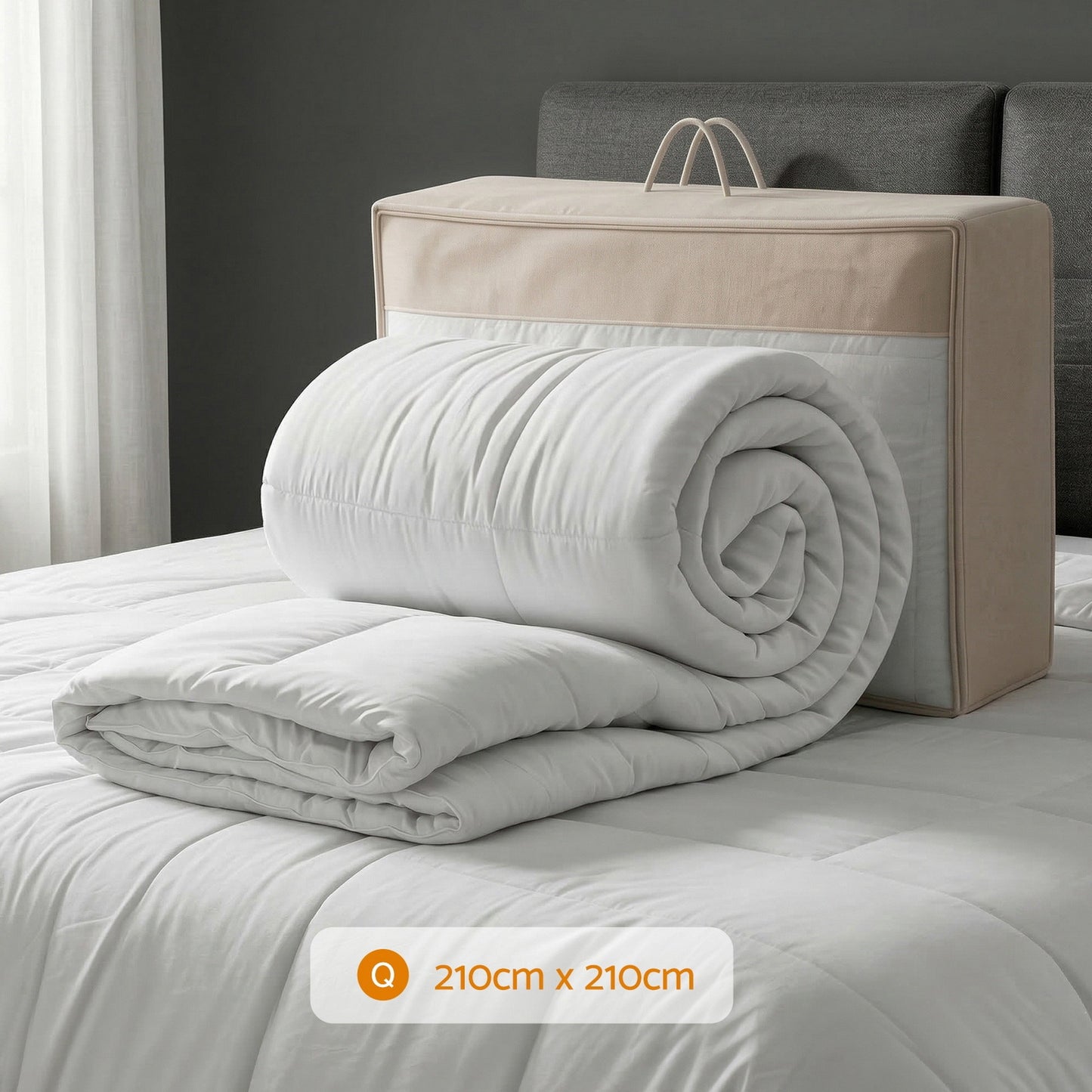 Giselle Bedding Wool Quilt 500GSM Thick Queen Winter Doona Baffle Box Construction 100% Wool Filling QUILT-WOOL-500-N-Q