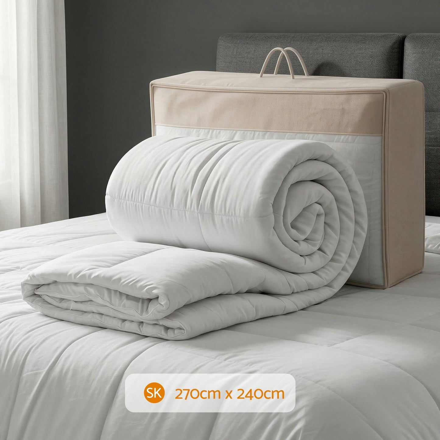 Giselle Bedding Wool Quilt 500GSM Thick Super King Winter Doona Baffle Box Construction 100% Wool Filling QUILT-WOOL-500-N-SK