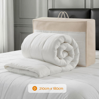 Giselle Bedding Wool Quilt 800GSM Extra Thick Double Winter Doona Baffle Box Construction 100% Wool Filling QUILT-WOOL-800-D