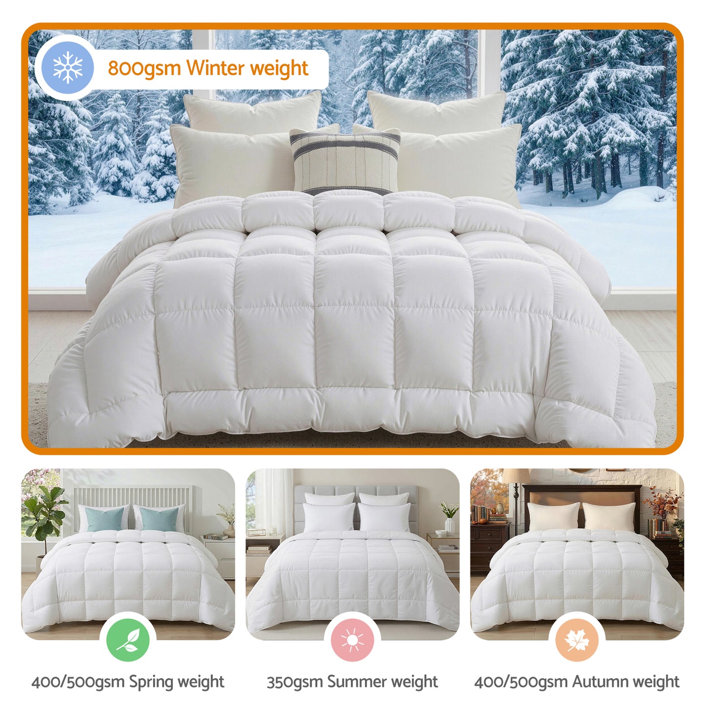 Giselle Bedding Wool Quilt 800GSM Extra Thick King Winter Doona Baffle Box Construction 100% Wool Filling QUILT-WOOL-800-K