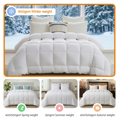 Giselle Bedding Wool Quilt 800GSM Extra Thick Queen Winter Doona Baffle Box Construction 100% Wool Filling QUILT-WOOL-800-Q