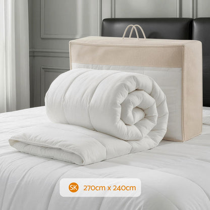 Giselle Bedding Wool Quilt 800GSM Extra Thick Super King Winter Doona Baffle Box Construction 100% Wool QUILT-WOOL-800-SK