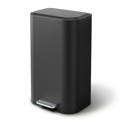 Cefito Kitchen Trash Can 40L Pedal Bins Rubbish Bin Steel with Soft Close Lid, Removable Inner Bucket, RB-40L-1C-BK