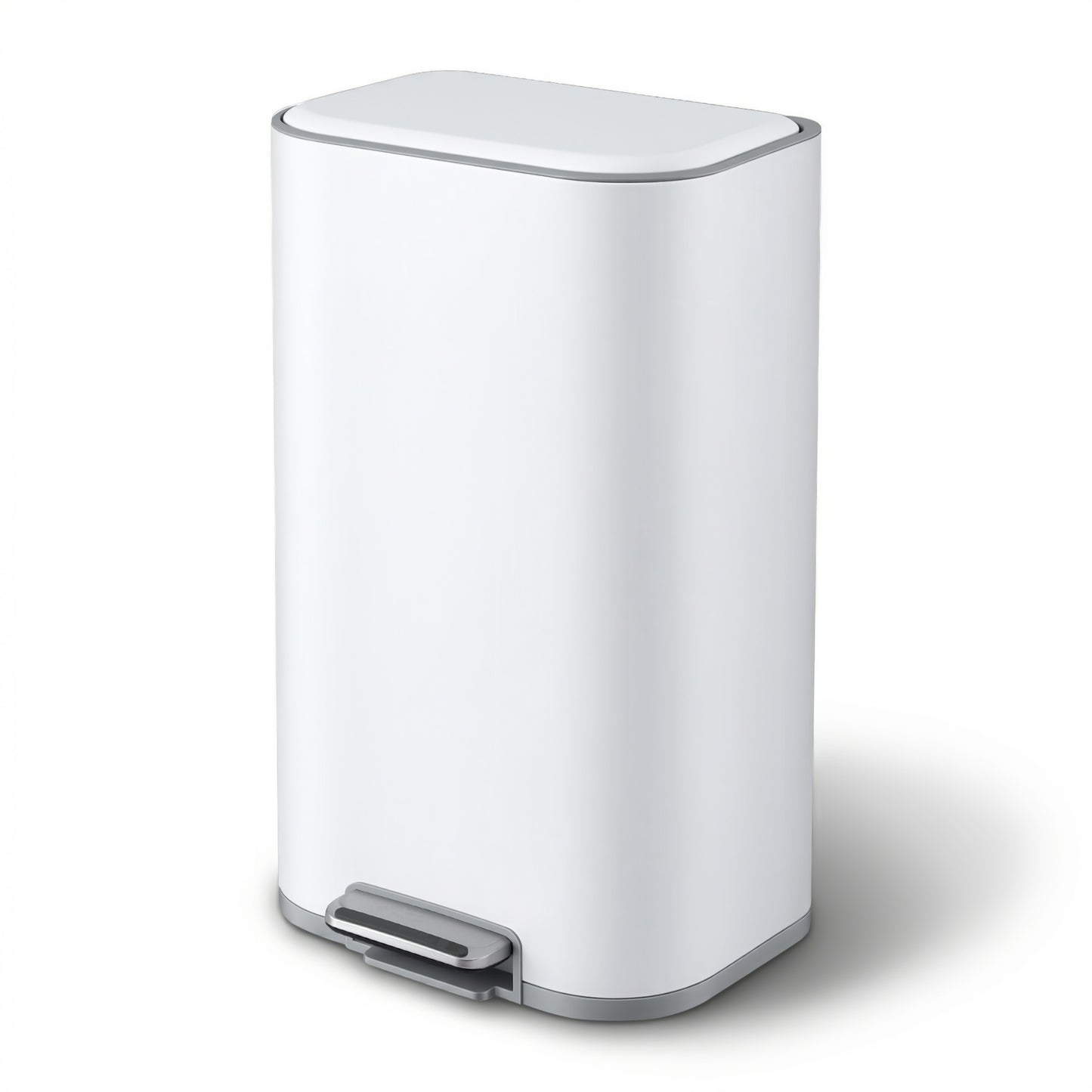Cefito Kitchen Trash Can 40L Pedal Bins Rubbish Bin Steel with Soft Close Lid, Removable Inner Bucket, RB-40L-1C-WH