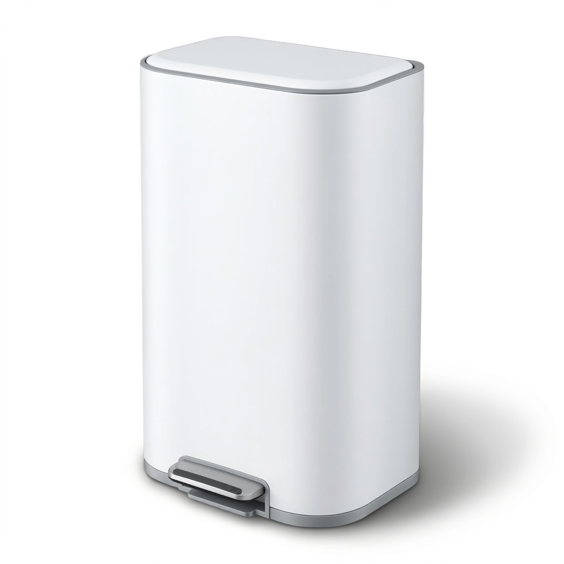 Cefito Kitchen Trash Can 40L Pedal Bins Rubbish Bin Steel with Soft Close Lid, Removable Inner Bucket, RB-40L-1C-WH