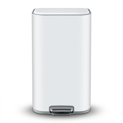 Cefito Kitchen Trash Can 40L Pedal Bins Rubbish Bin Steel with Soft Close Lid, Removable Inner Bucket, RB-40L-1C-WH
