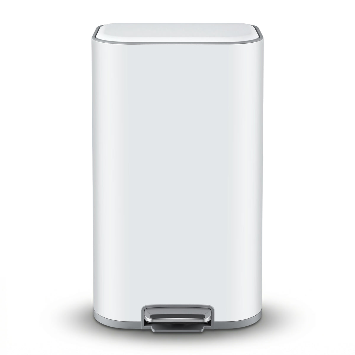 Cefito Kitchen Trash Can 40L Pedal Bins Rubbish Bin Steel with Soft Close Lid, Removable Inner Bucket, Rectangular Garbage Can Recycling Bin, White