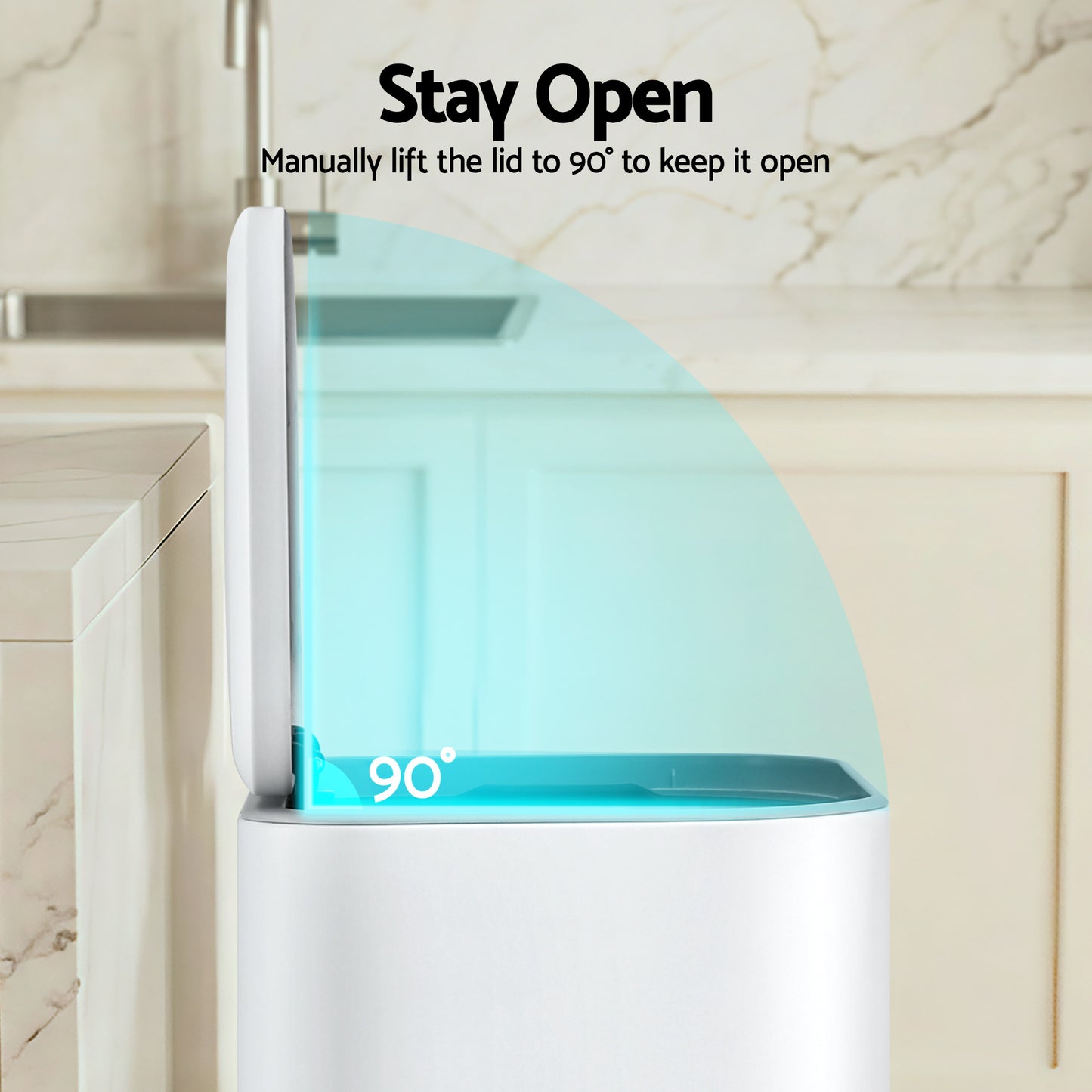 Cefito Kitchen Trash Can 40L Pedal Bins Rubbish Bin Steel with Soft Close Lid, Removable Inner Bucket, RB-40L-1C-WH