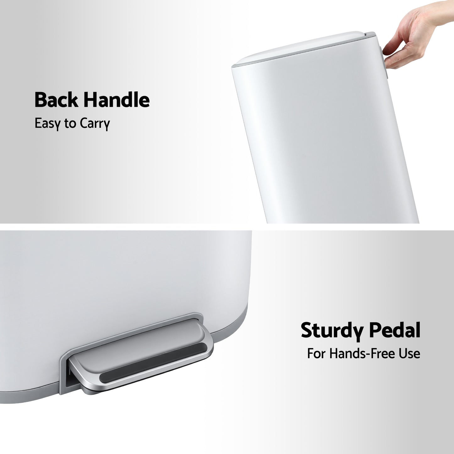 Cefito Kitchen Trash Can 40L Pedal Bins Rubbish Bin Steel with Soft Close Lid, Removable Inner Bucket, RB-40L-1C-WH