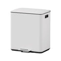 Cefito Pedal Bins Rubbish Bin Dual Compartment Waste Recycle Dustbins 40L White RB-40L-2C-WH