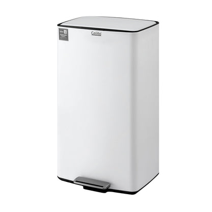 Cefito Pedal Bins Rubbish Bin Waste Recycle Dustbins Kitchen Trash Can 40L White RB-40L-C-WH