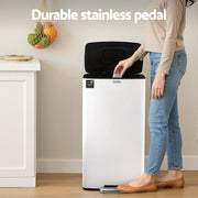 Cefito Pedal Bins Rubbish Bin Waste Recycle Dustbins Kitchen Trash Can 40L White RB-40L-C-WH