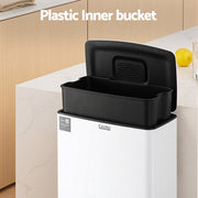 Cefito Pedal Bins Rubbish Bin Waste Recycle Dustbins Kitchen Trash Can 40L White RB-40L-C-WH