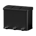 Cefito Pedal Bins Rubbish Bin Triple Compartments Waste Recycle Dustbins 45L RB-45L-3C-BK