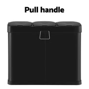 Cefito Pedal Bins Rubbish Bin Triple Compartments Waste Recycle Dustbins 45L RB-45L-3C-BK