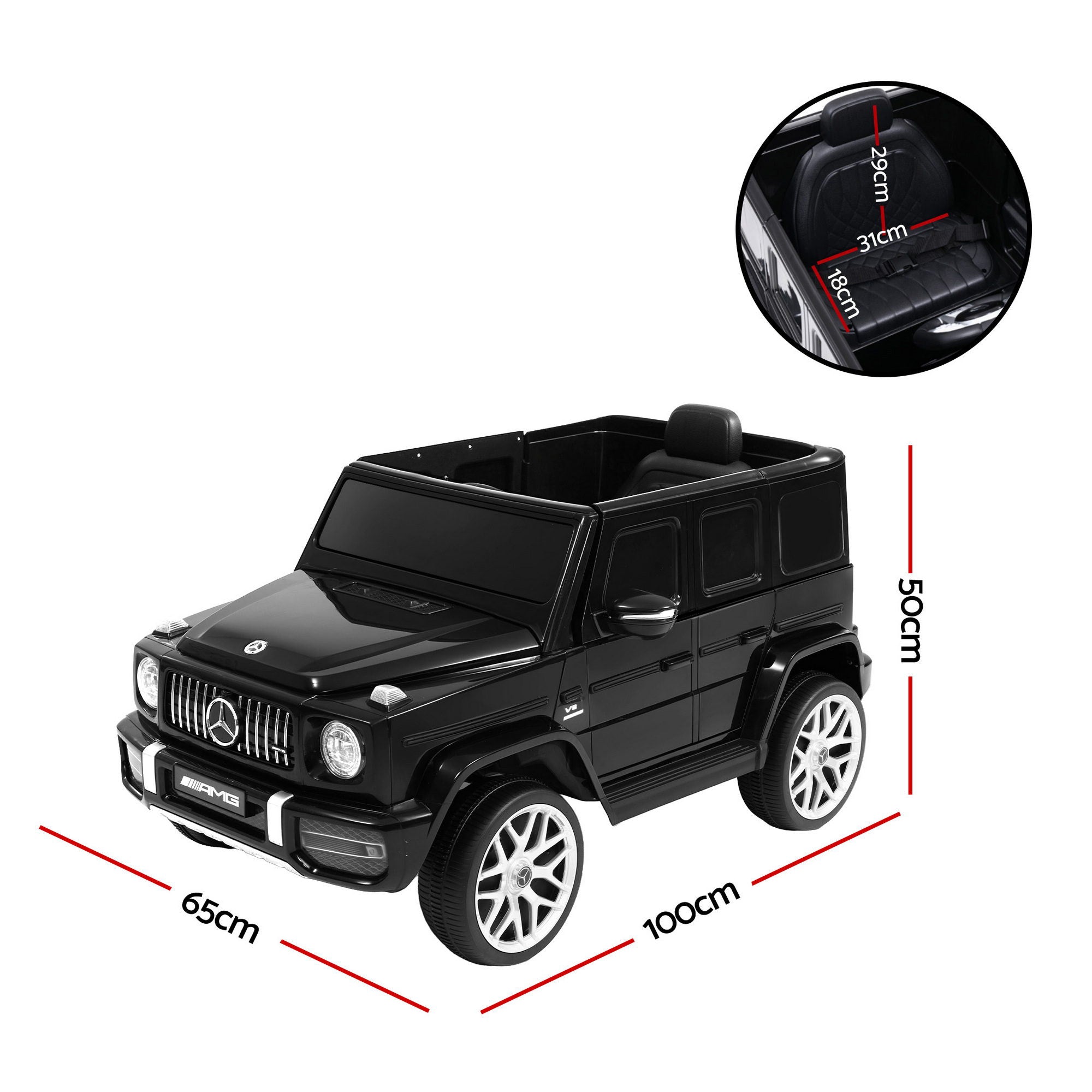 Kids Electric Ride On Car Mercedes-Benz Licensed AMG G63 Toy Cars 12V Black RCAR-AMG63-12V-BK