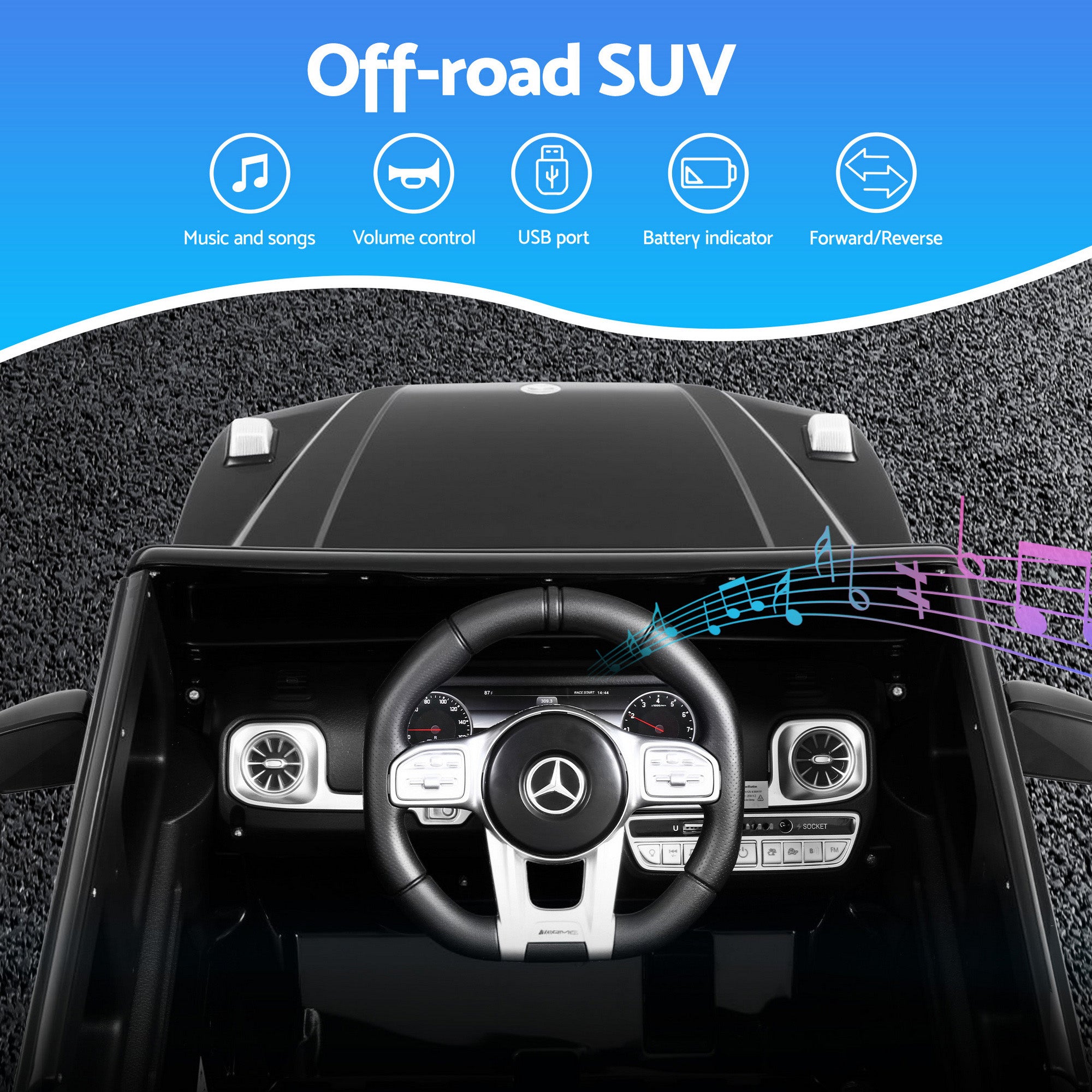 Kids Electric Ride On Car Mercedes-Benz Licensed AMG G63 Toy Cars 12V Black RCAR-AMG63-12V-BK