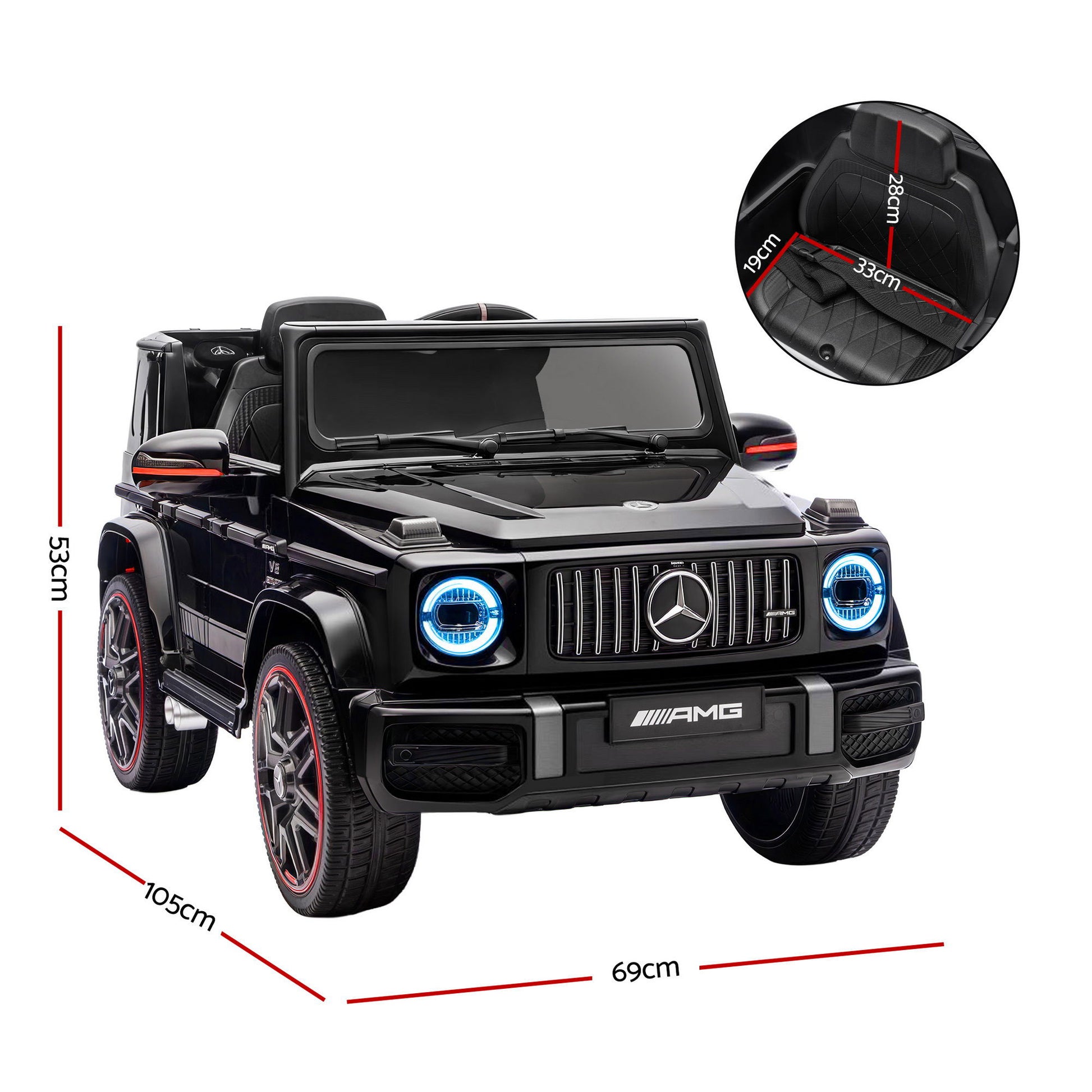 Kids Electric Ride On Car G63 Toy Cars Remote Control Black RCAR-AMG63-LS-BK