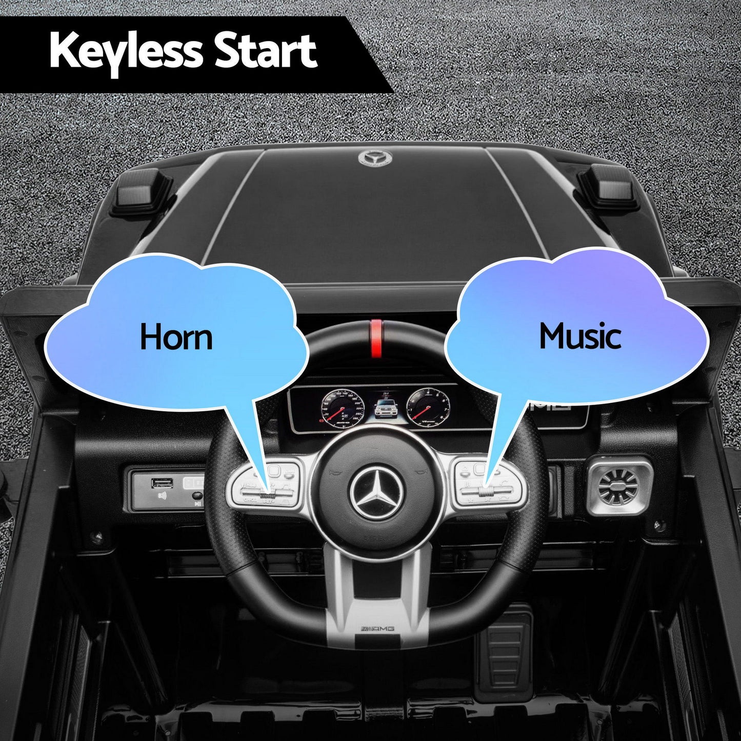 Kids Electric Ride On Car G63 Toy Cars Remote Control Black RCAR-AMG63-LS-BK