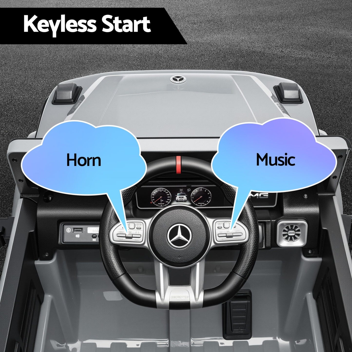 Kids Electric Ride On Car G63 Toy Cars Remote Control Grey RCAR-AMG63-LS-GY