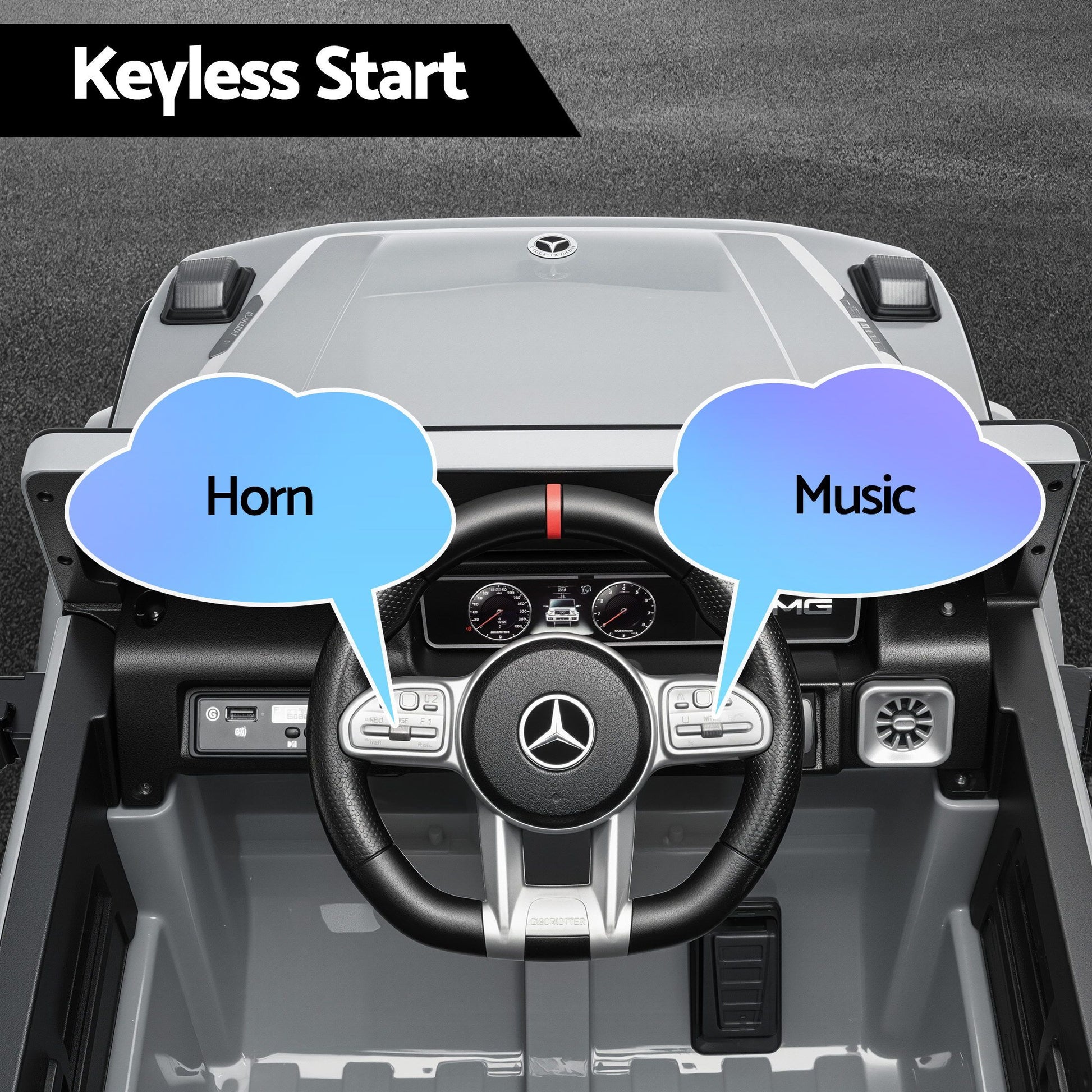 Kids Electric Ride On Car G63 Toy Cars Remote Control Grey RCAR-AMG63-LS-GY
