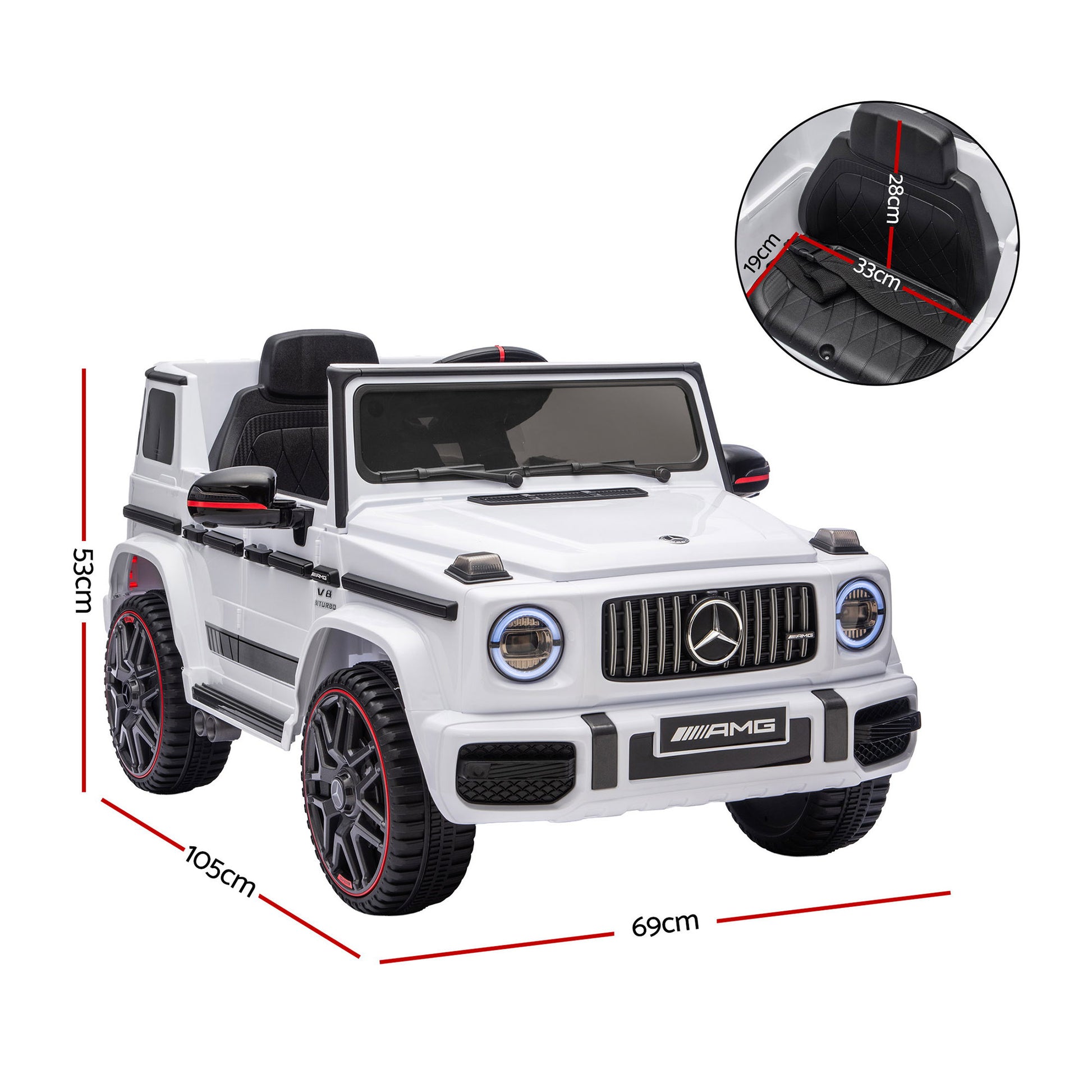 Kids Electric Ride On Car G63 Toy Cars Remote Control White RCAR-AMG63-LS-WH