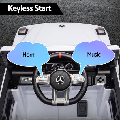 Kids Electric Ride On Car G63 Toy Cars Remote Control White RCAR-AMG63-LS-WH