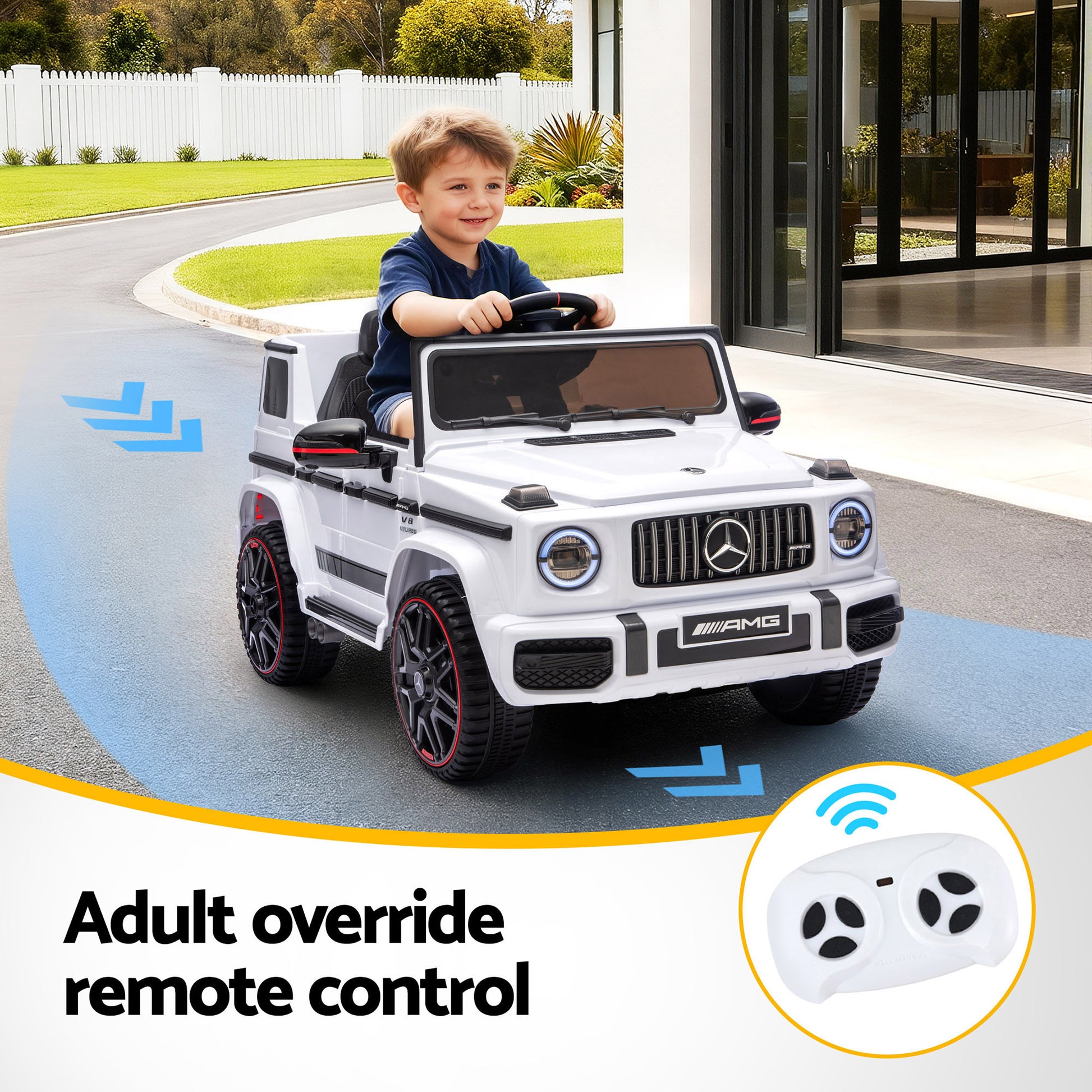 Kids Electric Ride On Car G63 Toy Cars Remote Control White RCAR-AMG63-LS-WH