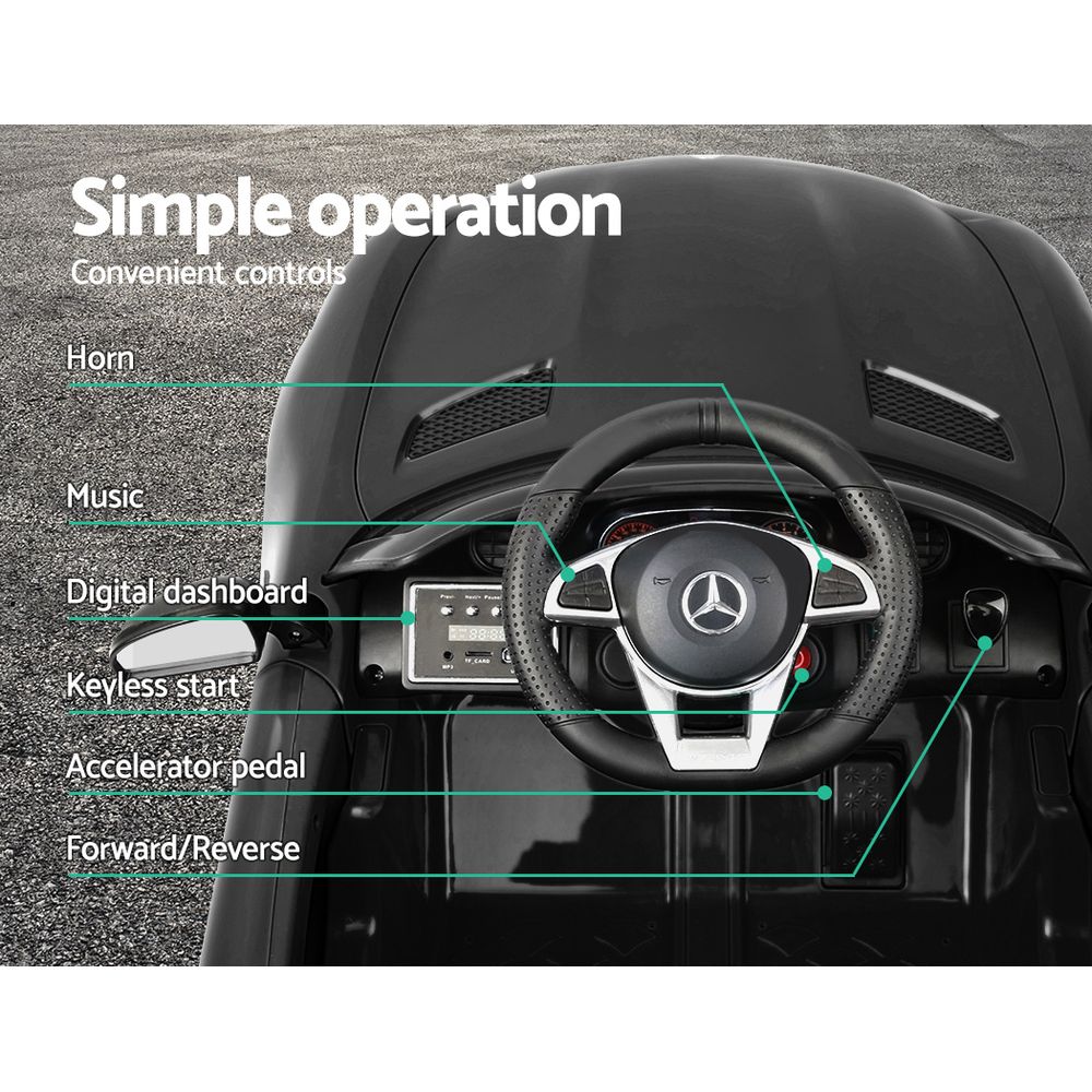 Kids Electric Ride On Car Mercedes-Benz AMG GTR Licensed Toy Cars 12V Black RCAR-AMGGTR-BK