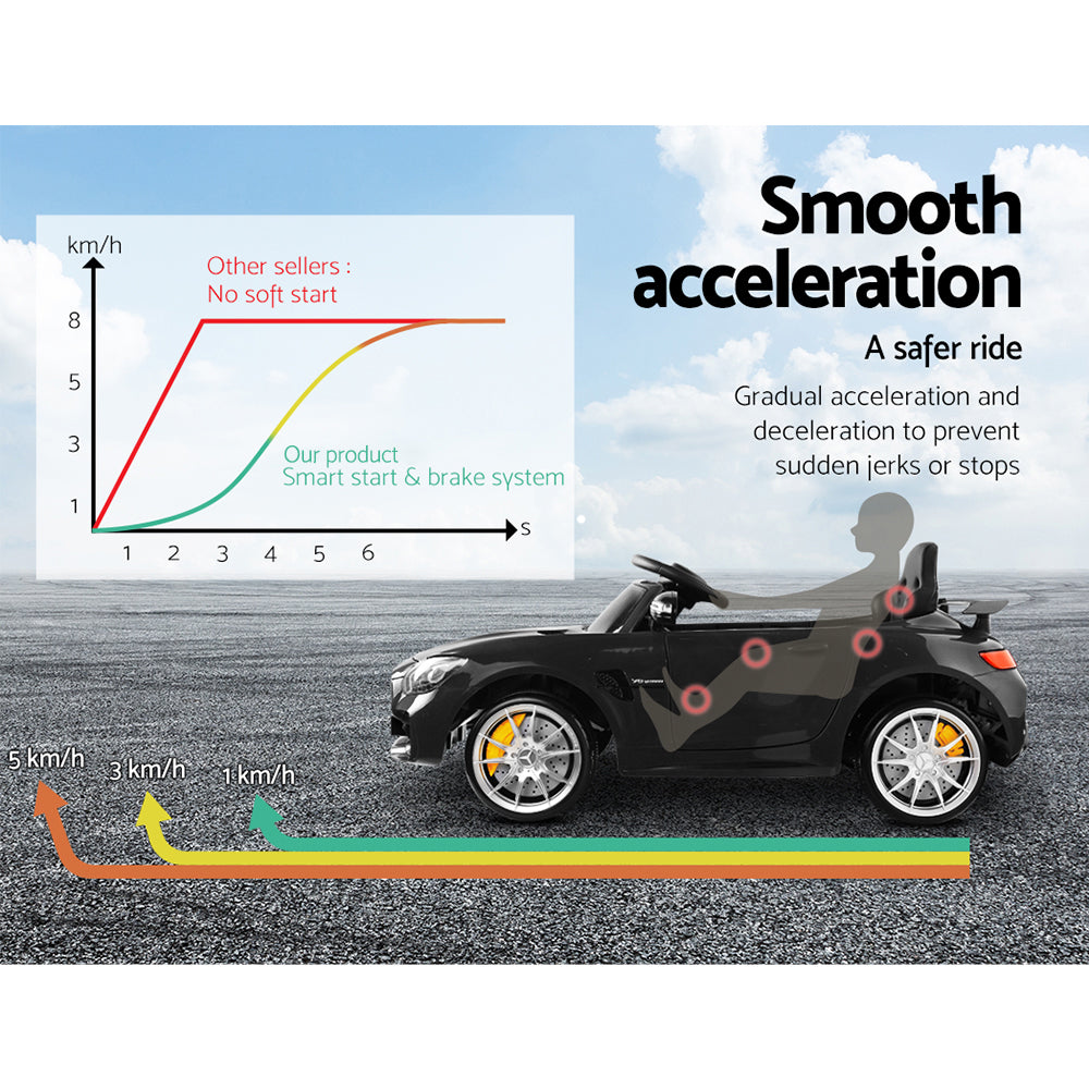 Kids Electric Ride On Car Mercedes-Benz AMG GTR Licensed Toy Cars 12V Black RCAR-AMGGTR-BK