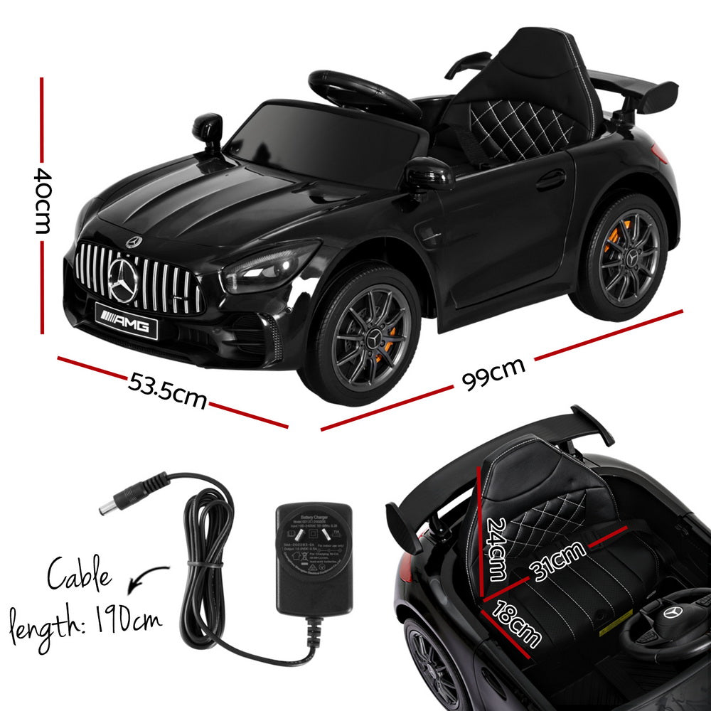 Kids Electric Ride On Car Mercedes-Benz AMG GTR Licensed Toy Cars Remote Black RCAR-AMGGTR-S-BK