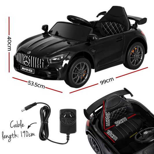 Kids Electric Ride On Car Mercedes-Benz AMG GTR Licensed Toy Cars Remote Black RCAR-AMGGTR-S-BK