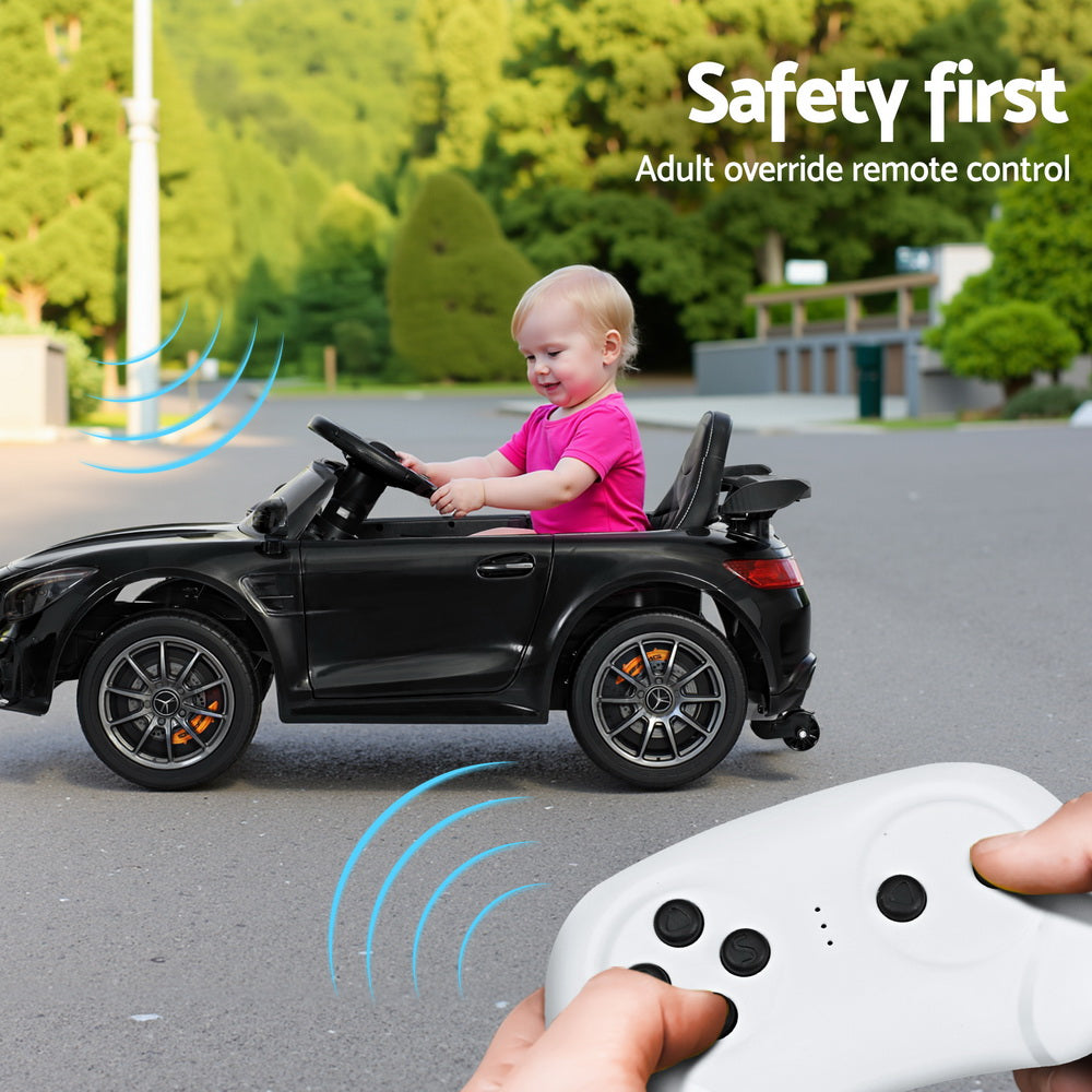 Kids Electric Ride On Car Mercedes-Benz AMG GTR Licensed Toy Cars Remote Black RCAR-AMGGTR-S-BK