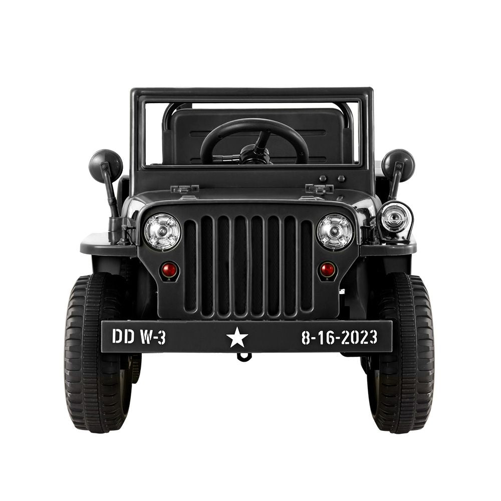 Rigo Kids Electric Ride On Car Jeep Military Off Road Toy Cars Remote 12V Black RCAR-ARMYJEP-BK